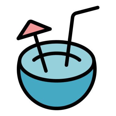 Plaj kokteyli ikonu. Beyaz arkaplan renklerinde izole edilmiş web tasarımı için ana hatlı Beach kokteyl vektör simgesi