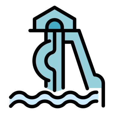 Aquapark simgesi. Beyaz arkaplan rengi üzerinde izole edilmiş web tasarımı için Aquapark vektör simgesi taslağı
