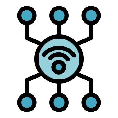 Kablosuz ağ simgesi. Beyaz arkaplan rengi üzerinde izole edilmiş web tasarımı için Wifi ağ vektör simgesi taslağı
