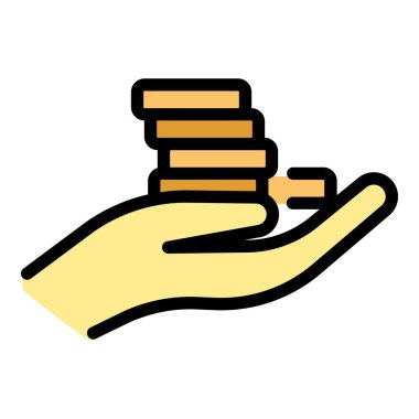 Tazminat sikkeleri yığın simgesi. Beyaz arkaplan rengi üzerinde izole edilmiş web tasarımı için özet paralar yığın vektör simgesi