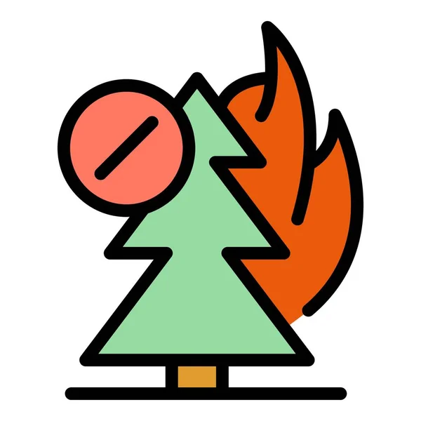 Опасная Икона Лесного Пожара Контур Опасный Вектор Лесного Пожара Значок — стоковый вектор