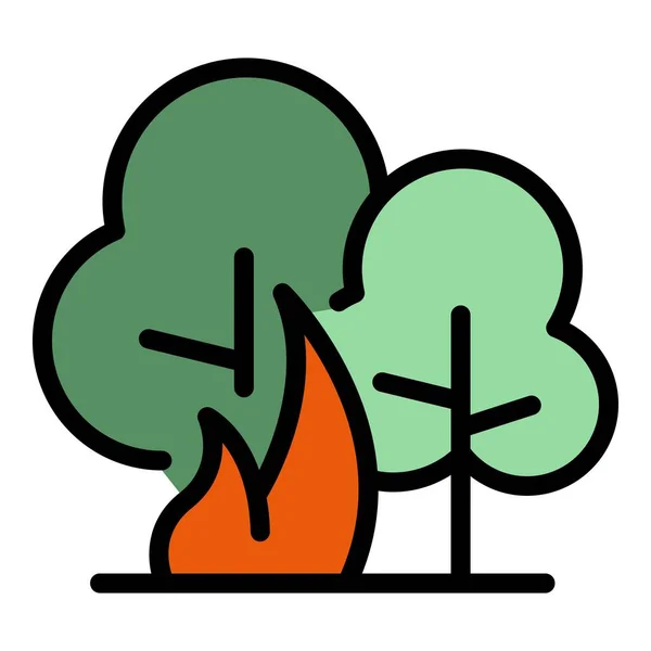 Icona Del Pericolo Falò Nella Foresta Outline Foresta Bonfire Pericolo — Vettoriale Stock