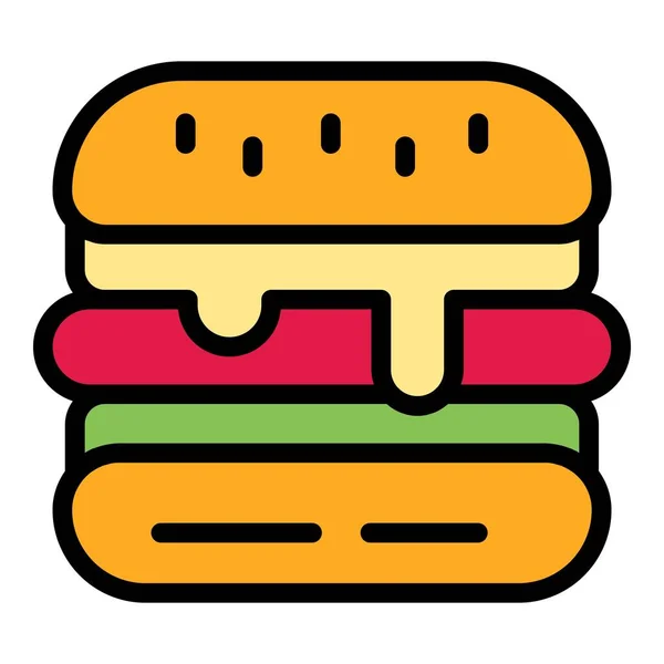 Икона Гамбургера Контур Гамбургер Вектор Значок Веб Дизайна Изолированы Белом — стоковый вектор
