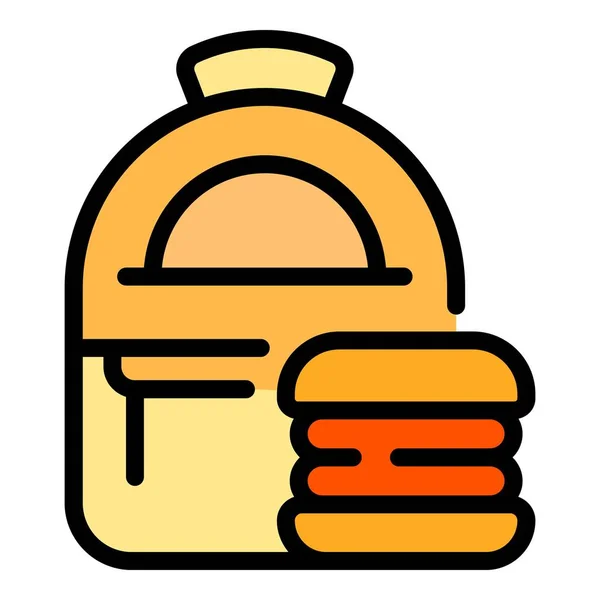Εικόνα Παιδικής Τσάντας Φαγητού Περίγραμμα Παιδί Τροφίμων Τσάντα Διάνυσμα Εικονίδιο — Διανυσματικό Αρχείο