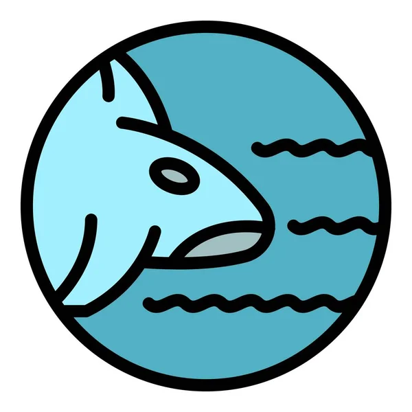 Икона Плавающего Убийцы Китов Контур Плавание Китов Убийца Вектор Значок — стоковый вектор