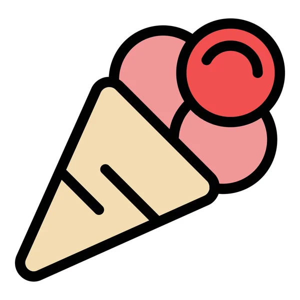 アイスクリームのアイコン 概要白を基調としたウェブデザインのためのアイスクリームベクトルアイコンフラット — ストックベクタ