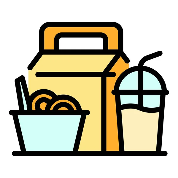 Fast Food Lunch Icoon Outline Fast Food Lunch Vector Icoon — Stockvector