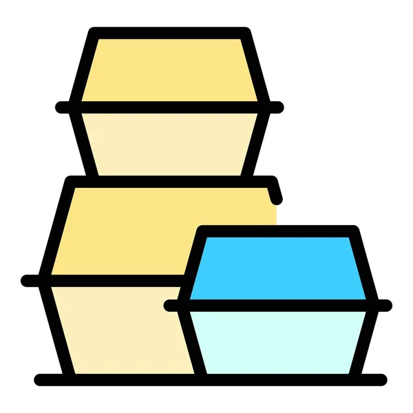 Das Symbol Der Ausgabeboxen Outline Takeout Boxen Vektorsymbol Für Web — Stockvektor