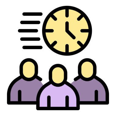 Acil görev takım çalışması ikonu. Beyaz arkaplan rengi üzerinde izole edilmiş web tasarımı için Rush görev vektör simgesi taslağı