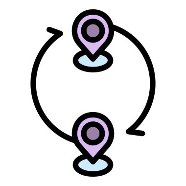 Konum simgesini geri ver. Beyaz arkaplan rengi üzerinde izole edilmiş web tasarımı için Dönüş konum vektörü simgesi