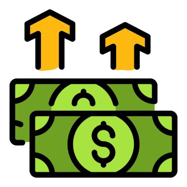 Sonuç olarak para nakit ikonunu değiştirir. Taslak para, beyaz arkaplan renklerinde izole edilmiş web tasarımı için nakit vektör simgesini değiştirir