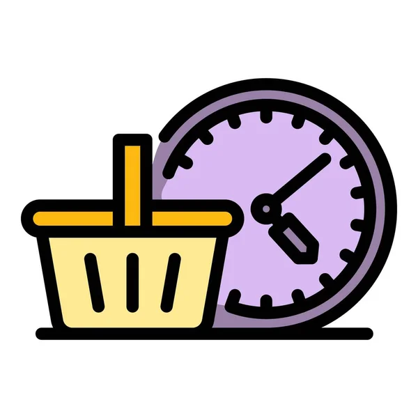 Winkeltijd Icoon Outline Shopping Time Vector Icoon Voor Web Design — Stockvector