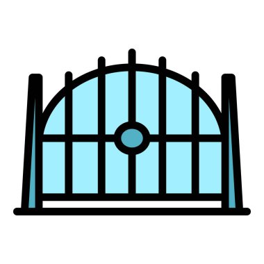 Modern otomatik kapı simgesi. Beyaz arkaplan rengi üzerinde izole edilmiş web tasarımı için Modern otomatik geçit vektör simgesi