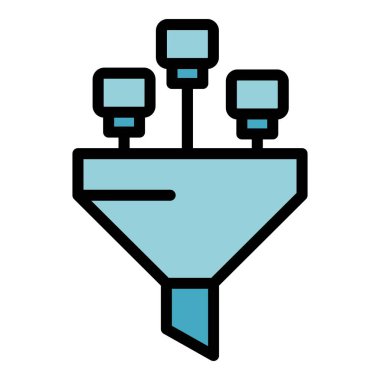 Huni büyük veri simgesi. Beyaz arkaplan renginde izole edilmiş web tasarımı için Huni büyük veri vektör simgesi