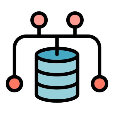 Veritabanı bilgi simgesi. Beyaz arkaplan rengi üzerinde izole edilmiş web tasarımı için özet veritabanı bilgi vektörü simgesi