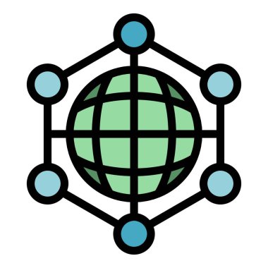 Büyük veri küresi simgesi. Beyaz arkaplan rengi üzerinde izole edilmiş web tasarımı için Büyük veri küresi vektör simgesi