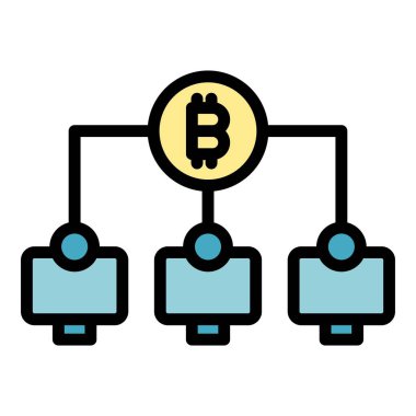 Blockchain ağ simgesi. Beyaz arkaplan rengi üzerinde izole edilmiş web tasarımı için ana hatlı Blockchain ağ vektör simgesi