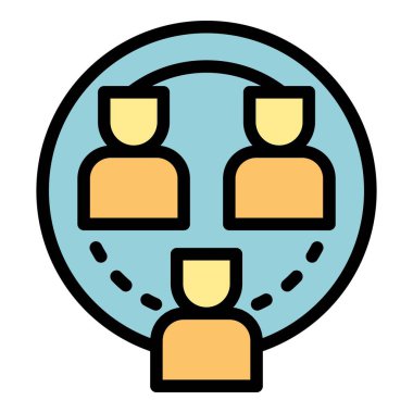 Zincirleme iş simgesi. Beyaz arkaplan rengi üzerinde izole edilmiş web tasarımı için ana hatlı Blockchain iş vektör simgesi