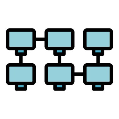 Blockchain veri simgesi. Beyaz arkaplan rengi üzerinde izole edilmiş web tasarımı için özet Blockchain veri vektör simgesi