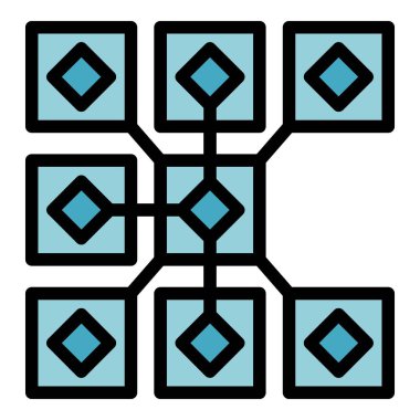 Sanal engelleme simgesi. Beyaz arkaplan rengi üzerinde izole edilmiş web tasarımı için Sanal blockchain vektör simgesi taslağı