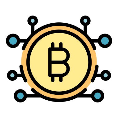 Bitcoin ağ simgesi. Beyaz arkaplan rengi üzerinde izole edilmiş web tasarımı için Bitcoin ağ vektör simgesi taslağı