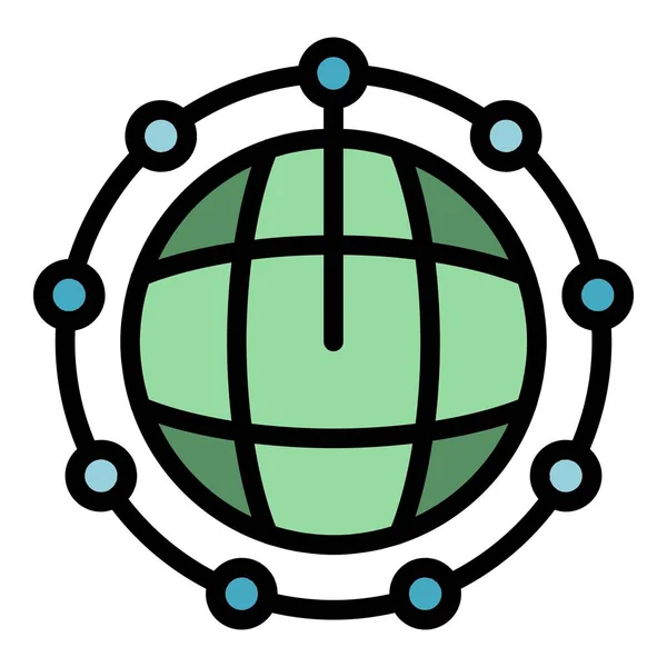 Global Network Blockchain Icon Outline Global Network Blockchain Vector Icon — Stock Vector