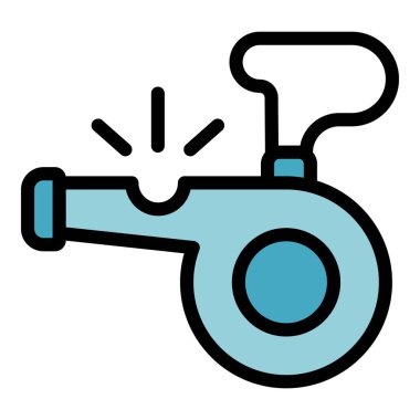 Düdük ikonu izleniyor. Beyaz arkaplan rengi üzerinde izole edilmiş web tasarımı için izleyici düdük vektör simgesi taslağı