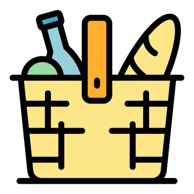 Sağlıklı piknik sepeti ikonu. Beyaz arkaplan rengi üzerinde izole edilmiş web tasarımı için Sağlıklı Piknik sepeti vektör simgesi