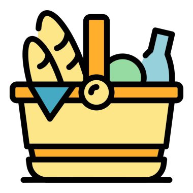 Yaz piknik sepeti ikonu. Beyaz arkaplan renginde izole edilmiş web tasarımı için yaz piknik sepeti vektör simgesi