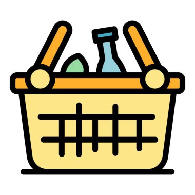 Yemek sepeti ikonu. Beyaz arkaplan renginde izole edilmiş web tasarımı için yiyecek sepeti vektör simgesi