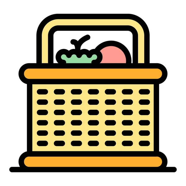 Picknickkorb Symbol Für Lebensmittel Umriss Lebensmittelgeschäft Picknickkorb Vektor Symbol Für — Stockvektor
