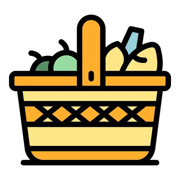 Camping Picnic Basket Icon Outline Camping Picnic Basket Vector Icon — Stock Vector