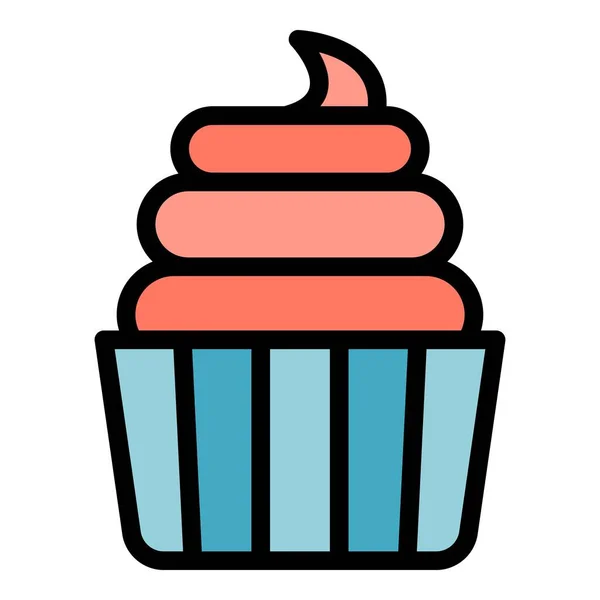 Süße Cupcake Ikone Outline Sweet Cupcake Vektor Symbol Für Web — Stockvektor