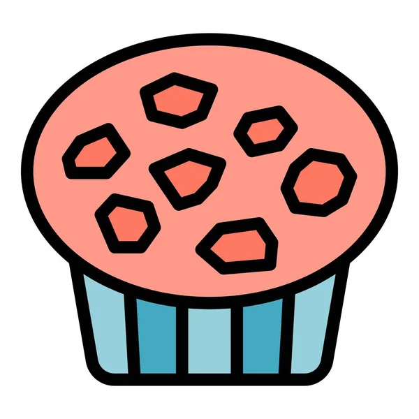 Sladká Ikona Muffinu Obrys Sweet Muffin Vektor Ikona Pro Web — Stockový vektor