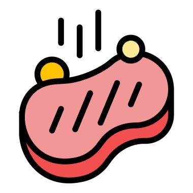 Izgara biftek ikonu. Beyaz arkaplan renklerinde izole edilmiş web tasarımı için ızgara biftek vektör simgesi