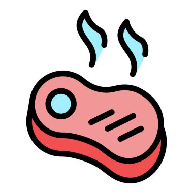 Izgara biftek ikonu. Beyaz arkaplan renginde izole edilmiş web tasarımı için ızgara sığır eti vektörü simgesi