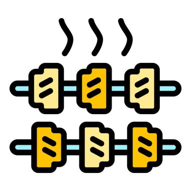 Barbekü ikonu. Beyaz arkaplan rengi üzerinde izole edilmiş web tasarımı için Barbekü ızgara vektör simgesi