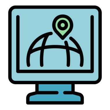 Konum simgesi sipariş et. Beyaz arkaplan rengi üzerinde izole edilmiş web tasarımı için özet sırası konum vektörü simgesi