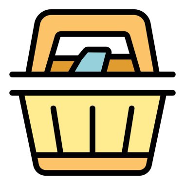 Alışveriş sepeti ikonu. Beyaz arkaplan rengi üzerinde izole edilmiş web tasarımı için alışveriş sepeti vektör simgesi taslağı