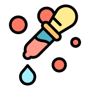 Deneme pipeti simgesi. Beyaz arkaplan rengi üzerinde izole edilmiş web tasarımı için özet Test pipet vektör simgesi