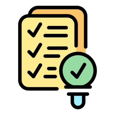 Deneme listesi simgesi. Beyaz arkaplan rengi üzerinde izole edilmiş web tasarımı için özet Test Listesi vektör simgesi