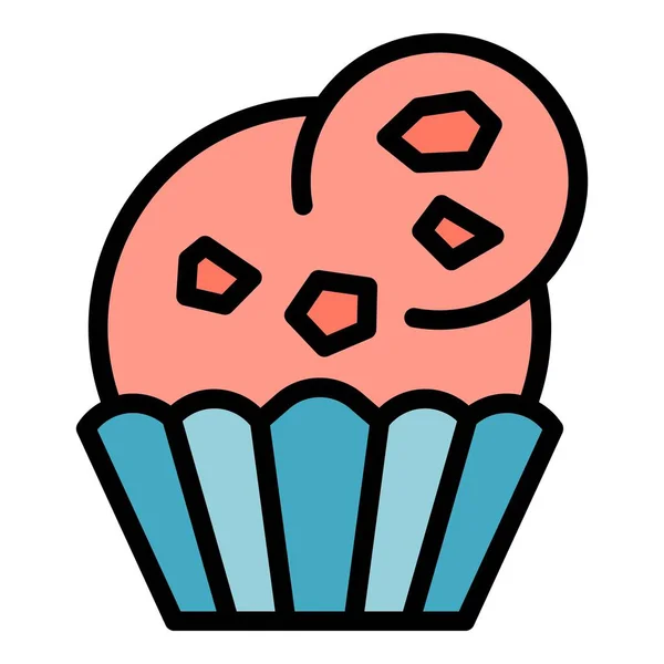 Sahne Muffin Symbol Umriss Creme Muffin Vektor Symbol Für Web — Stockvektor