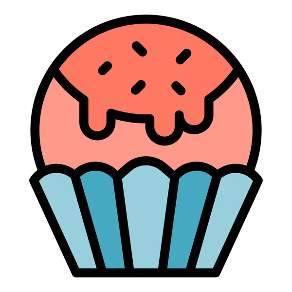 Sahnehäubchen Muffin Symbol Umriss Vereisung Muffin Vektor Symbol Für Web — Stockvektor