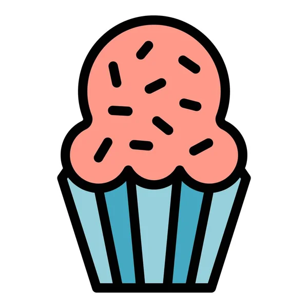 Upečená Ikona Muffinu Obrys Pečené Muffin Vektor Ikona Pro Web — Stockový vektor