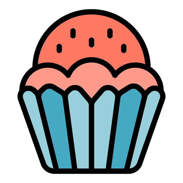 Ikona Muffinu Pekárně Obrys Bakery Muffin Vektor Ikona Pro Web — Stockový vektor