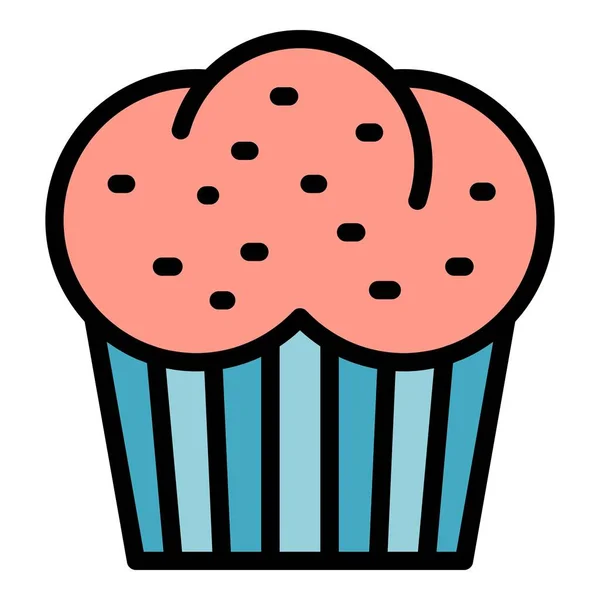 Romige Muffin Icoon Outline Romige Muffin Vector Icoon Voor Web — Stockvector