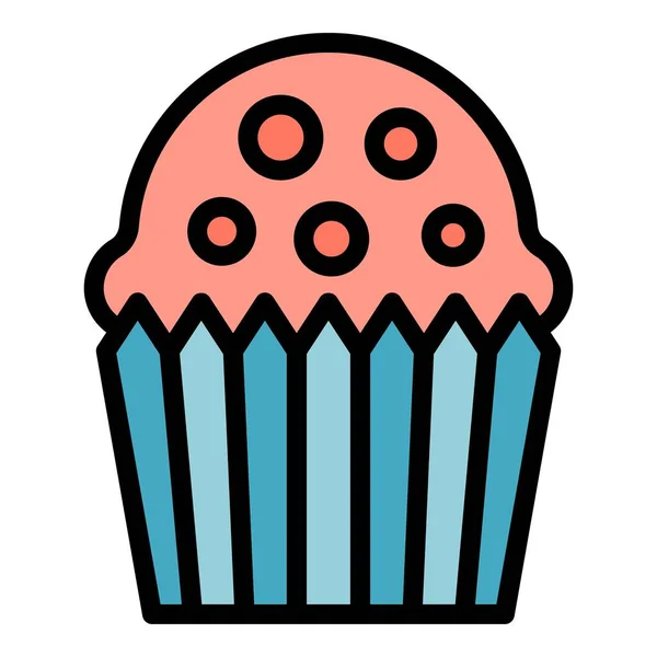 Icono Muffin Decoración Esquema Icono Vector Muffin Decoración Para Diseño — Vector de stock