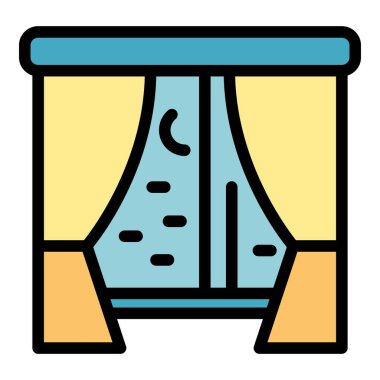 Gece penceresi simgesi. Beyaz arkaplan rengi üzerinde izole edilmiş web tasarımı için Gece Penceresi ikonu