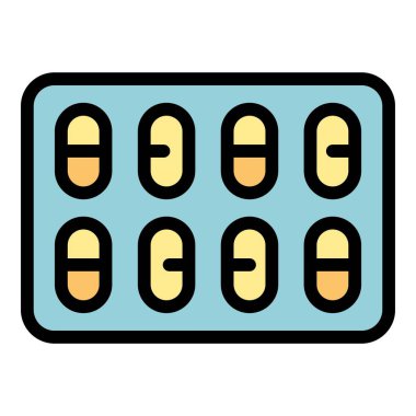 Uyku hapı ikonu. Beyaz arkaplan rengi üzerinde izole edilmiş web tasarımı için uyku hapı paketi vektör simgesi