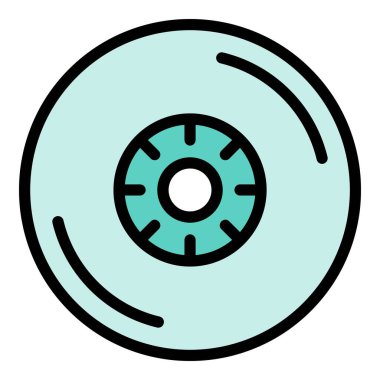 Parti müzik diski ikonu. Beyaz arkaplan rengi üzerinde izole edilmiş web tasarımı için ana hatlı Parti müzikal disk vektör simgesi